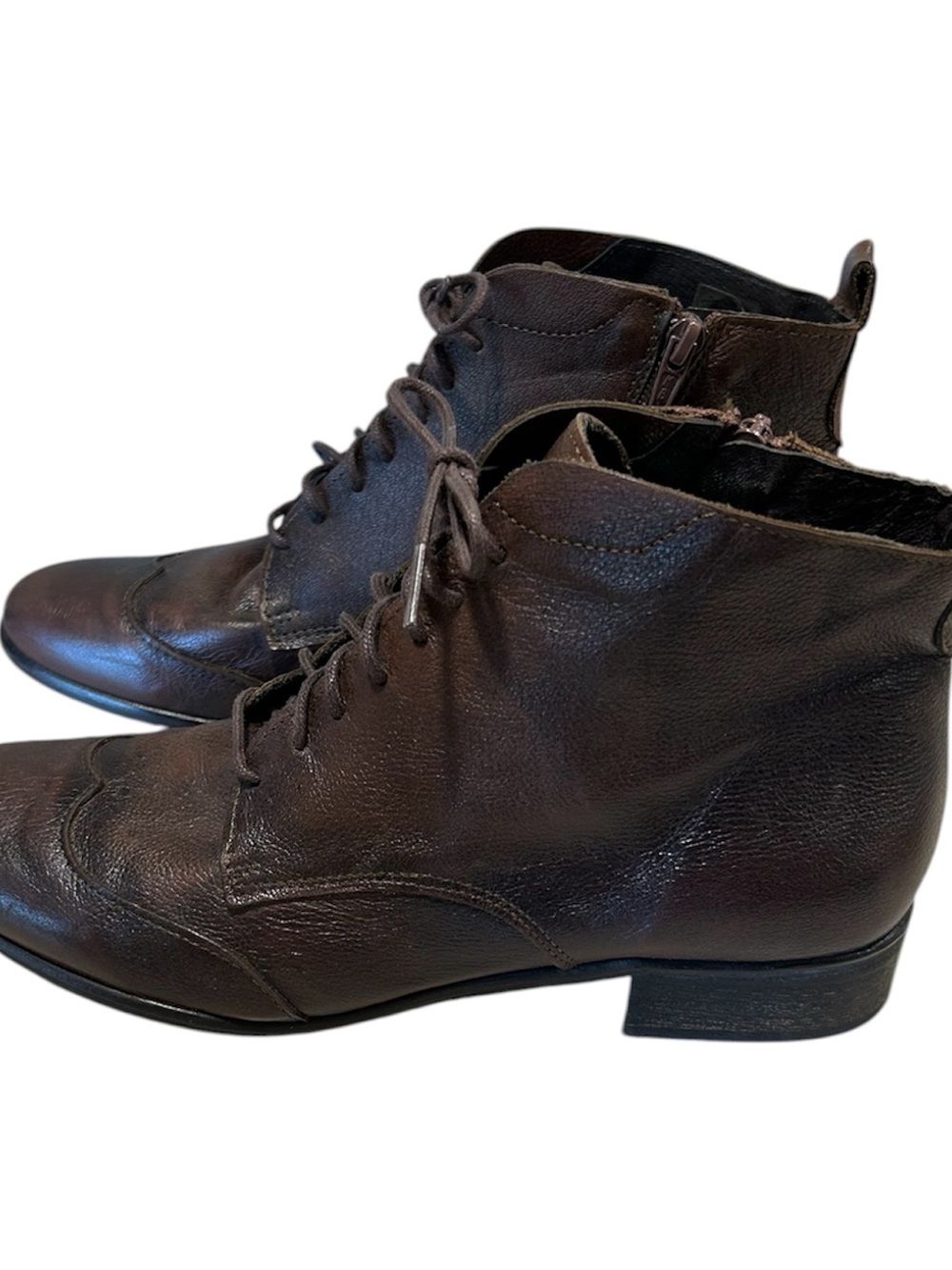 Miz Mooz Lyonne Brown Leather Lace-Up Wingtip Victorian Country Ankle Boot US 9 - Picture 3 of 6